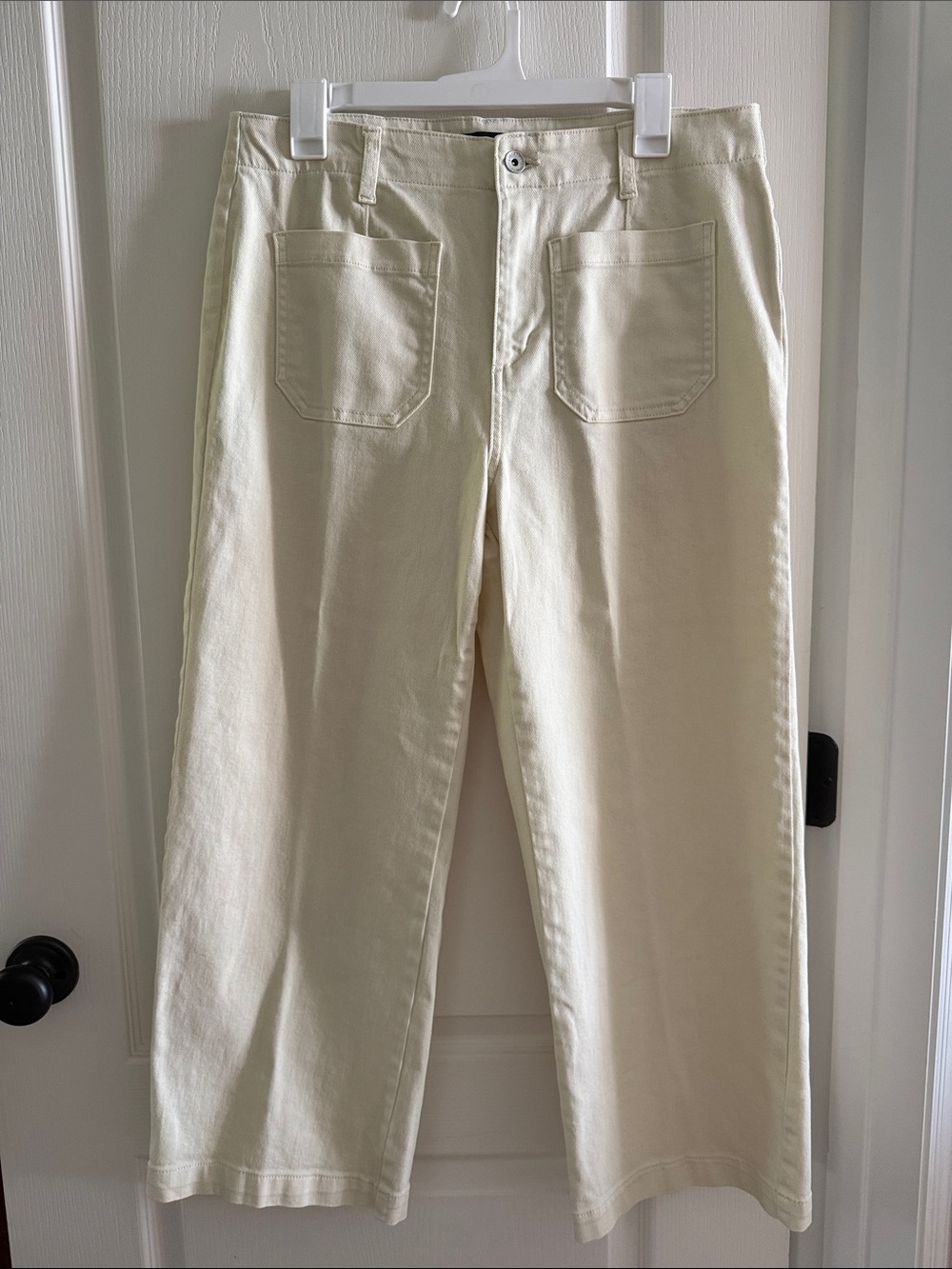 Sanctuary Cream Wide-Leg Jeans with Front Patch Pockets